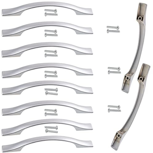 AERZETIX - C64413-10er-Set Möbelgriffe achsabstand 96 mm - für tür schrank wandschrank schublade einrichtung dekoration küche wohnzimmer montage - aus metall - finish: silber matt