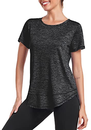 Deaviya Sport T-Shirt Damen, Kurzarmshirt Frauen, Workout Tops Rundhalsausschnitt Athletisch Lässig Laufen Yoga Fitness T-Shirts Locker Tee