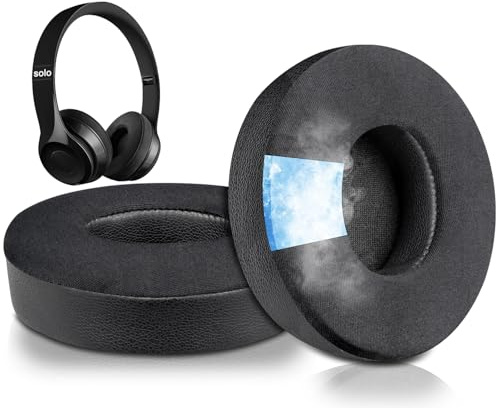 SoloWIT Kühl Ohrpolster für Beats Solo 3 & Solo 2 – Schwarz | Nicht kompatibel mit Beats (Studio Over-Ear, Solo HD, Solo 4)