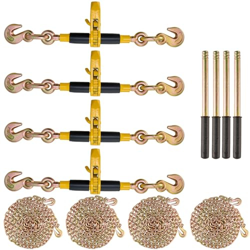 VEVOR Legante a Catena a Cricchetto, Leganti per Carichi Pesanti da 5/16-3/8, con Catene G80 Limite di Carico Sicuro 1860kg, Maniglia Antiscivolo, Leganti a Catena per Trasporto per Rimorchio