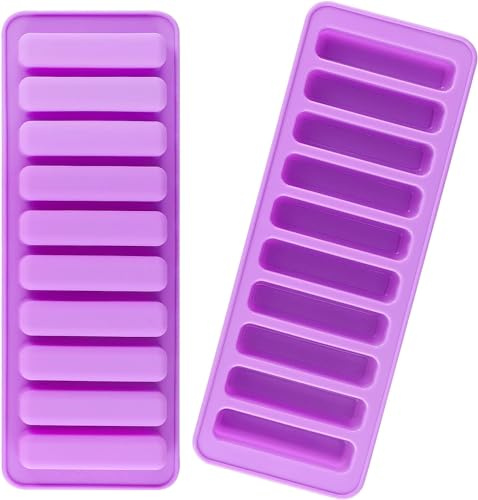 VENCILAZY 2-Pack Silicone Finger Ice Tray & Chocolate Bar Mold 10-Cavity Rectangular Ice Cube Tray, Food Grade Cereal/Cookie Mould for Freezer & Baking (BPA-Free)