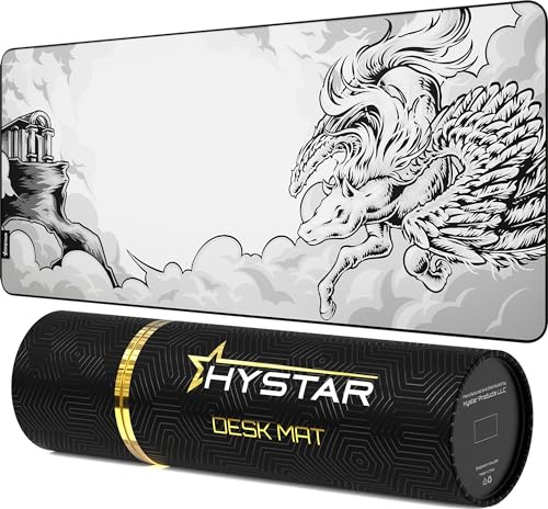 Hystar® Extended Gaming Mouse Pad | XXL 36 x 16 | 5mm Thick, Waterproof Surface, Smooth Polyester Fabric, and Natural Rubber Base | Mythic Pegasus