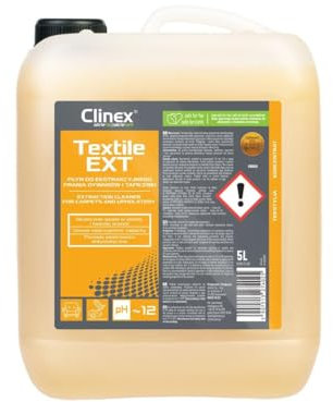 CLINEX Textile Ext, liquide pour extraction de tapis et tissus d'ameublement/concentré/élimine la saleté et les taches/dégraissage/entretien/lavage en machine/pour lessive/pour hôtel/5 l