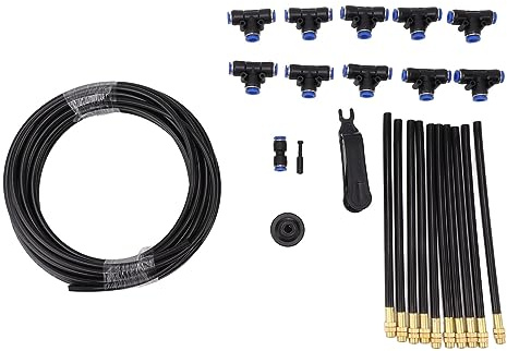 Kit di Irrigazione Fuori Terra per Grandi Aree con Ugello Pieghevole Regolabile a 360°, Kit di Irrigazione per Prato e Giardino con Tubo da 10 M e Set Completo di