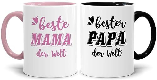 Mama und Papa Geschenke, Beste Mama Bester Papa Tassen Set mit Spruch | Weihnachtsgeschenke für Eltern Mutter und Vater zum Geburtstag, Vatertag, Muttertag, Weihnachten Geschenk