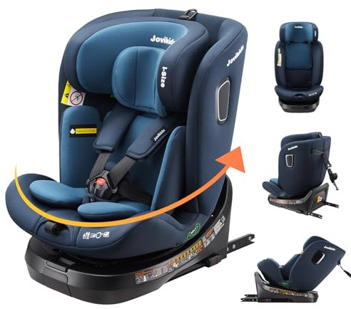 Jovikids ISOFIX Car Seat 360° for 40-150cm Baby Children, Rotating Car Seat for Newborn 0-12 Years, ECE R129/E4, Fixations ISOFIX, Top Tether - Blue
