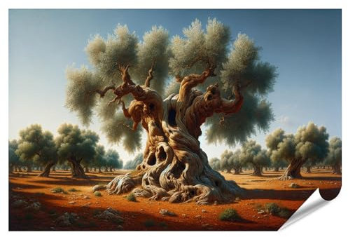 islandburner Prime Bild Poster Massiver Olivenbaum verdrehter Stamm Premium Bilder Fotodruck
