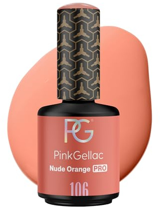 Pink Gellac Gel Nagellack UV, Veganes Nagelgel - 106 Nude Orange 15 ml | Gelnagellack für UV Lampe, Einfache Anwendung Nail Polish für 14 Tage Salonqualität, Gellack Made in Holland