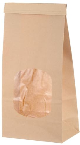 sourcing map 50pcs Bakery Bags with Window, Tin Tie Tab Lock Bags, Kraft Paper Bags for Cookies, Candy, Chocolate (Oval 9.84x4.7inch)