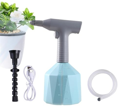 Bottiglia spray elettrica | Annaffiatoio automatico da 1 litro con tubo 'acqua da 2,5 m, bottiglia spray ricaricabile, nebulizzatore per piante, annaffiatoio per piante, nebulizzatore a batteria