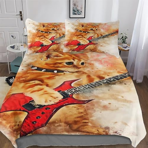 AAPZY Katze Muster Bedding 2teilig 3D Bettbezug Mit Kissenbezug, Mikrofaser, Bettbezüge Set Bettwäsche Mit Reißverschluss Für Erwachsene Kinder Single (135x200cm)