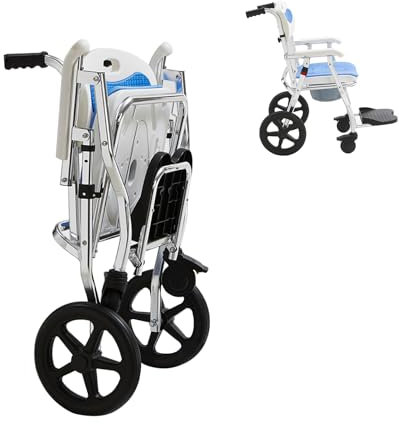 Sedia a rotelle Pieghevole per Doccia 3 in 1, comò Pieghevole da Comodino con Ruote, Sedia da Toilette Ribaltabile Impermeabile, Sedia da Trasporto per Sedia a rotelle comò