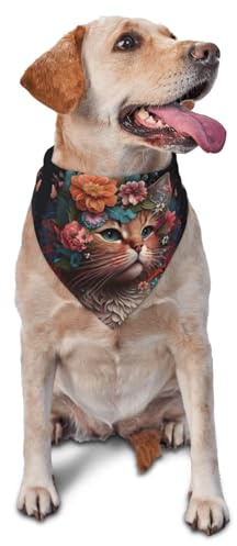 Hundhalsduk, triangulär halsduk med blomkrona, katt, hundhalsduk, söt hundtillbehör, hundhalsdukar