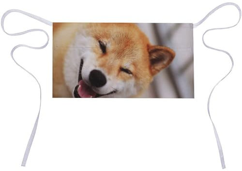 Cmagnifico Delantal corto, delantal de cintura Smile Shiba Inu, medio delantal de trabajo con 3 bolsillos, ver fotos, 30x60cm