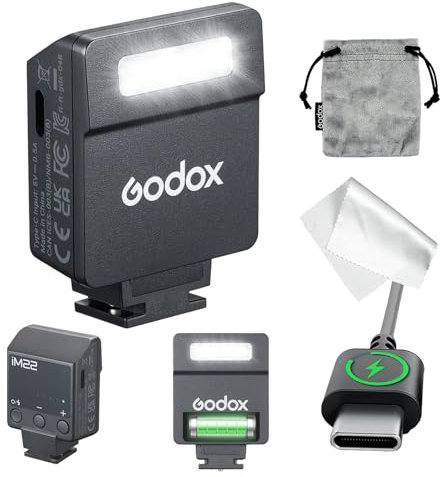 Godox iM22 Mini Flash, Fully Manual Camera Speedlite with 5 Output Levels, 440 Full-Power Flashes, USB-C Charging, Compatible with Ricoh GR III GR III X,Canon Sony Nikon Pentax Panasonic Olympus