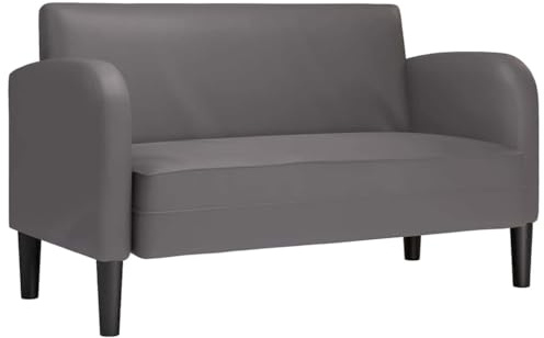 vidaXL Canapé Causeuse Gris 110 cm Similicuir, Causeuse, canapé, canapé rembourré, canapé 2 Places, Couche, siège de Salon, canapé 2 Places