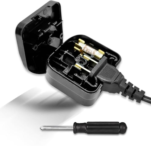 US to UK Plug Adapter with Screwdriver, 13A, Black