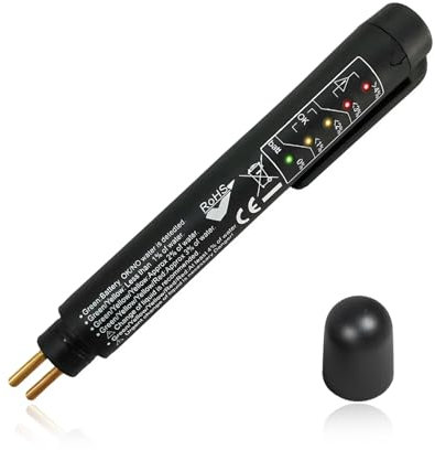 NYTKL Penna tester liquido liquido freni, strumento di test diagnostico per auto con 5 indicatori LED per DOT3 DOT4 DOT5.1 liquido freni, analizzatore di umidità dell'olio idraulico per il controllo