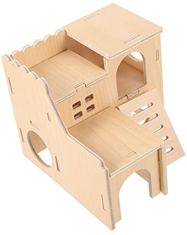 BESPORTBLE Doppelstöckiges Hamsterhaus Aus Holz Gemütliches Versteck Für Kleintiere Für Zwerghamster Und Meerschweinchen Perfektes Spielzeug Für Schlaf Und Spiel Langlebig Und Sicher