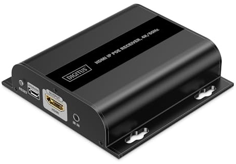 DIGITUS Receptor extensor HDMI PoE IP para DS-55353 – UHD 4k 60 Hz – HDMI 2.0 – hasta 120 m de alcance – unidad receptora – punto a multipunto – CAT 6 – negro