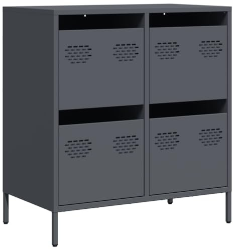 Carrello da cucina salvaspazio - Credenza moderno basso in antracite 68 x 39 x 73,5 cm, acciaio laminato a freddo, contenitore versatile per soggiorno, bagno o camera da letto
