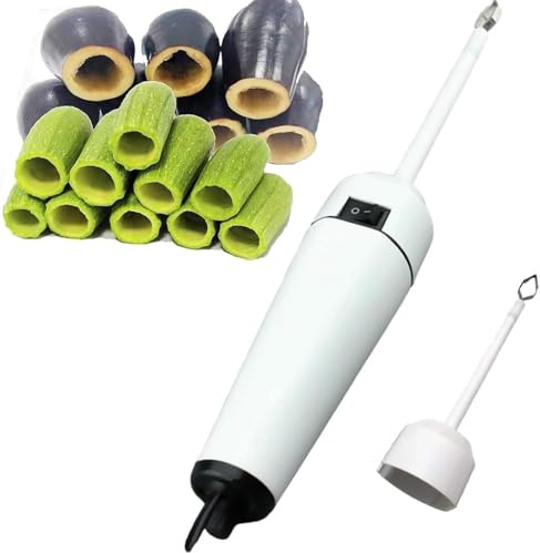 Electric Vegetable Corer Kitchen Gadgets Core Remover for Zucchini Cucumber,with 2 Heads, Adjustable Speed Stainless Steel Fruit Seed Remover, One Button to Use