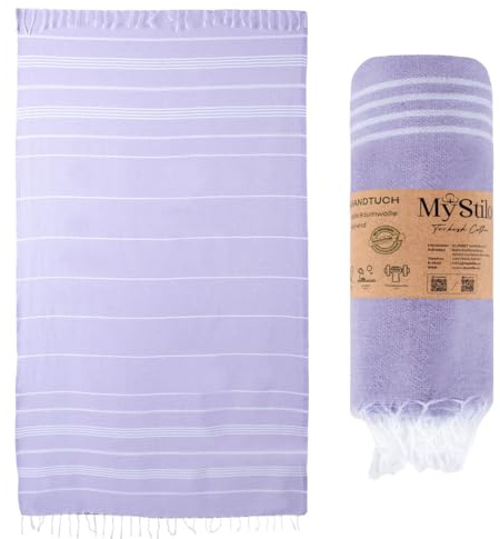 MyStilo® XXL bastuhandduk hamam-handduk – stor, mjuk badhandduk 100 x 200 cm, snabbtorkande – premium strandhandduk, strandhandduk, handduk för män, kvinnor, yoga och fitness (lila)