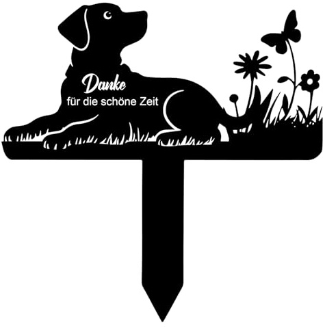 Wondramble Grabstein Hund für Draußen,grabschmuck Hund wetterfest,gartenstecker,gedenktafel,Edelstahl grabstecker 25cm (Hunde)