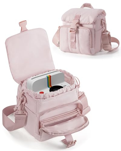 Prokva Sac Bandoulière pour Polaroid – avec Compartiment pour Film, Rose | Compatible avec les Séries Polaroid Now I-Type, Now+ I-Type, OneStep+, OneStep 2 VF, Flip et Go