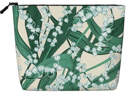 Lily of The Valley, Cosmetic Bag Imitation Linen Makeup Bag Portable Travel Toiletry Bag