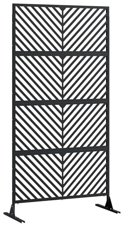 Creperture Protección visual de jardín de metal, 90 x 180 cm, protección visual para exteriores, resistente a la corrosión, separador con soporte para balcón, terraza, interior, jacuzzi