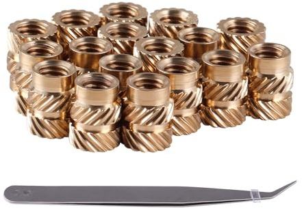 SUKITMISO 100 Stück M4x4x6,3mm Gewindeeinsatz, M4 Gewindeeinsätze Messing Heat Set Insert M4x4mm OD 6,3mm gerändelte Einpressmuttern, Einpressmutter Messing Einbettung Muttern für 3D Druckteile