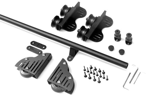 Wujgbnhg Sliding Rail Track Hardware Kit Retractable(No Ladder), Library Sliding Ladder Hardware Kit,for Library/Loft/Office/Home for Easy Access and Storage,Heavy Duty Steel Round Tube