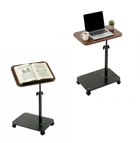 Beistelltisch mit Rollen, 360° Drehbarer Beistelltisch C Form und Höhenverstellbar Sofatisch, Couchtisch Klein, Kaffeetisch Side Table Sofa Table Betttisch für Wohnzimmer Schlafzimmer Schwarz