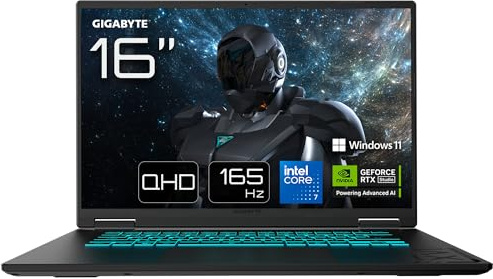 Gigabyte Gaming A16 PRO Gaming-Laptop - 16“, 165Hz QHD, Intel Core 7 240H, RTX 5070 Ti GPU, 32GB LPDDR5X 5600MHz, 1TB Gen4 SSD, Win 11 Home, 2 Jahre Garantie, Dolby Atmos, Gaming A16 PRO DXHG4DECC4SH