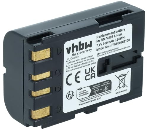 vhbw Batterie Remplacement pour JVC BN-V416 | BN-V416U, BN-V428, BN-V428U, BN-V408, BN-V408U pour caméra vidéo caméscope (900mAh, 7,2V, Li-ion)