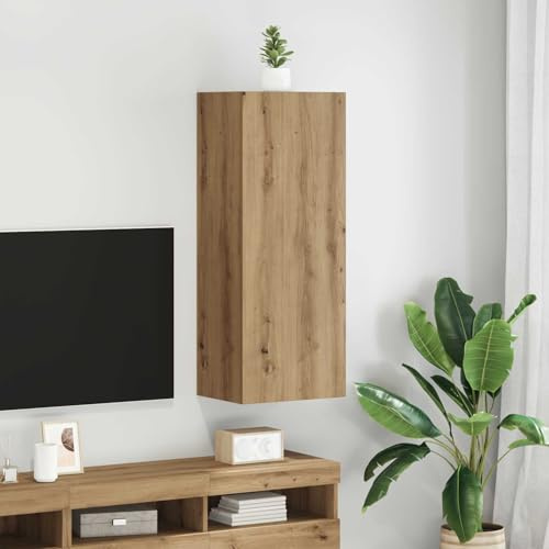 Boltkex TV-väggskåp, Artisan, ek av trämaterial, 40,5 x 30 x 102 cm, väggmonterad med 3 hyllor, dörr, lagringsutrymme för TV, mottagare, spelkonsol och vardagsrumsset