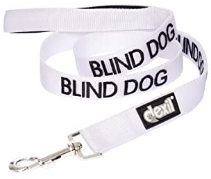 Dexil BLIND DOG (Dog Has Limited/No Sight) White Warning Dog Colour Coded Luxury Padded Personalised 1.8m 6ft Lead Leash To Prevent Accidents or Incidents. Dog Award Winning