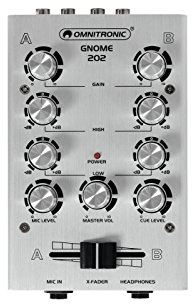 OMNITRONIC GNOME-202 Mini-Mixer silber | 2-Kanal-DJ-Mixer im Miniaturformat | Extrem leichter und kompakter DJ-Mixer | Metallgehäuse