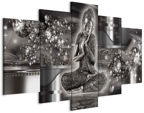 Cuadros B&D XXL - Wandbilder XXL 200x100cm 5 tlg - Wand Deko Leinwand Bilder Groß Wanddeko Wohnzimmer Schlafzimmer Kunstdrucke - Buddha h-A-0053-b-p
