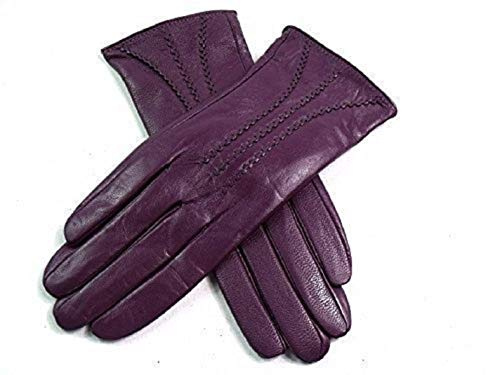 Damen Premium Quality Super Weich Leder Handschuhe Pelzfutter Streifen Detail Slim Fit