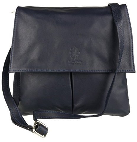 Girly Handbags Femme Double Pocket cuir italien Messenger Bag (Marine)