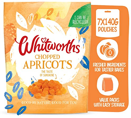 Whitworths Chopped Apricots | 7 x 140g | Perfect for Baking | Vegan, Gluten-Free | 1 of 5 a Day