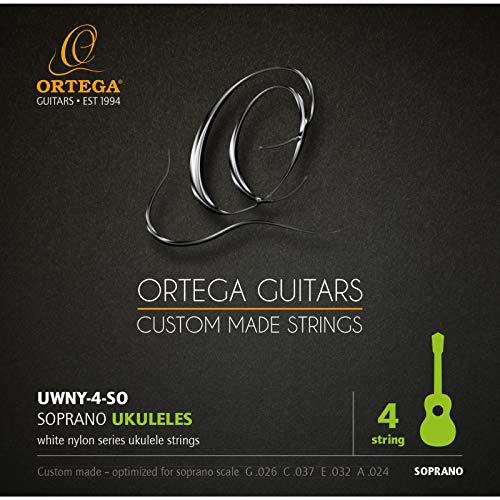 Ortega Guitars Saitensatz für Sopran-Ukulele - Nylon (UWNY-4-SO) | Custom Made Strings Series – Pflanzliches Nylon