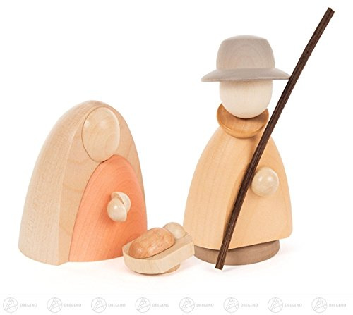 Belén accesorios barnizado de la Sagrada Familia (3) Altura = 9,5 cm NUEVO los Montes Metálicos. Madera Belén Belén