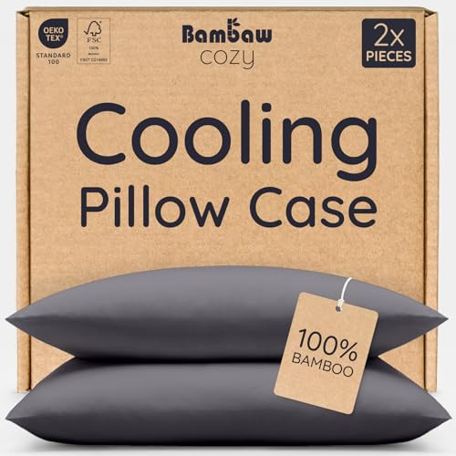 Bambaw Bambu kuddfodral | Kuddfodral | Bambukuddöverdrag | Temperaturreglering | Anti-allergiskt örngott | andningsaktivt tyg | klassiskt vitt – elfenben – grå