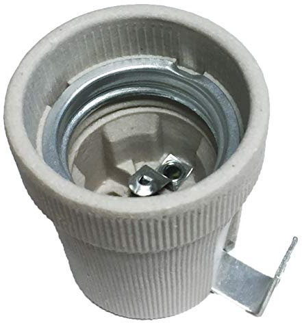 Kanlux HLDR E27-F - Portalampada in ceramica per lampadina E27 con staffa