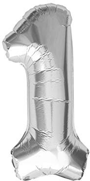 Oblique Unique® Ballon Gonflable avec Chiffre en Argent pour Anniversaire ou fête