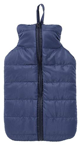 Hodge and Hodge Large Hot Water Bottle with Novelty Padded Puff Winter Jacket Cover for Thermotherapy Muscle Ache Tension Pain Relief Neck Strain Shoulder Heat Therapy Bed Sofa Sleep 2 Litre - Navy