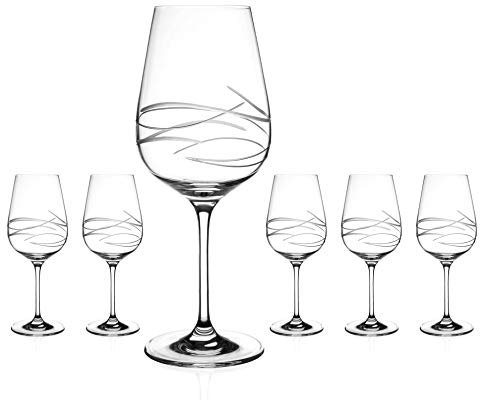 DIAMANTE Fantasy Hand Cut Red Wine Glasses - Set of 6